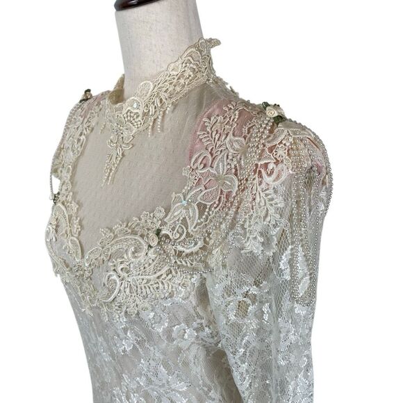 SOLD DO NOT PURCHASE Vintage 1980s French Lace Ca 2 piece Dress Women’s 6* Pink - Picture 8 of 14